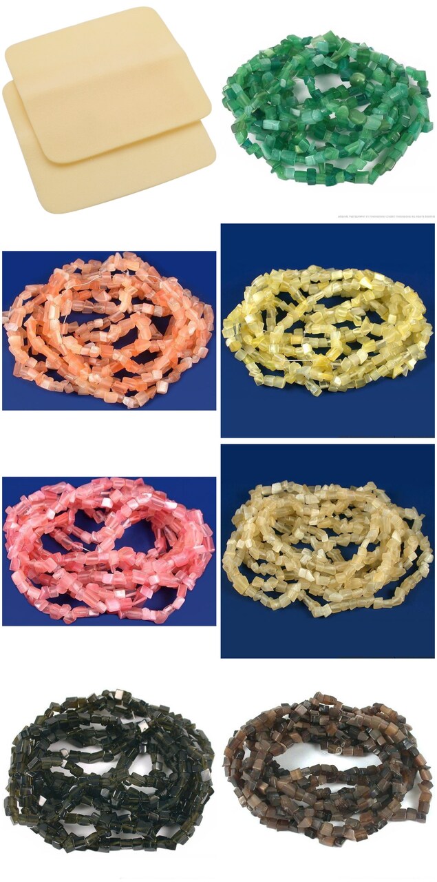 2 Beading Mats 8" x 8" & 7 Strands Glass & Chip Beads Various Colors and Sizes